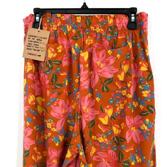 TOAD & CO Womens Sunkissed Wide Leg Pants Medium Red Persimmon Tulip Print NWT - Picture 8 of 12